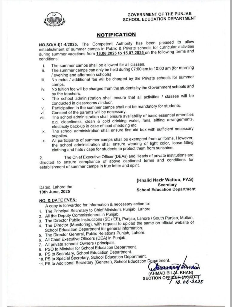 Summer Camps in Punjab Schools Summer Camps in Punjab Schools