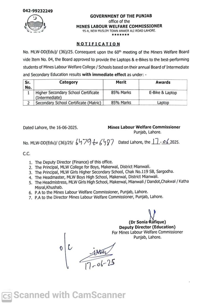 Notification on Awards for Top Students Notification on Awards for Top Students